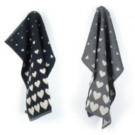 Hand- en Theedoek - Hearts - Zwart
